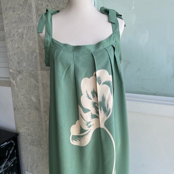 0023/ Mint Color Tie on Shoulder Dress - Picture 3 of 6
